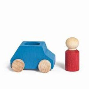 NWT Lubulona Wooden Toy Car & Peg Person - Sky Blue